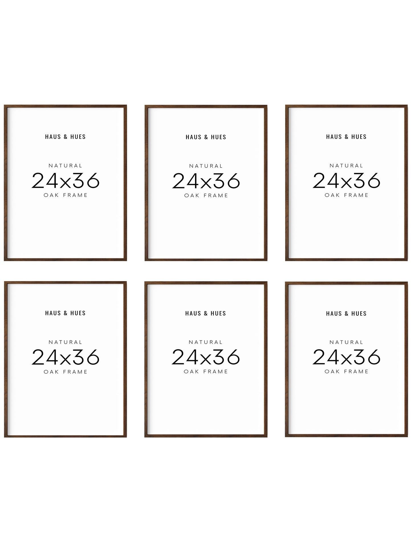 24x36 in, Set of 6, Walnut Oak Frame