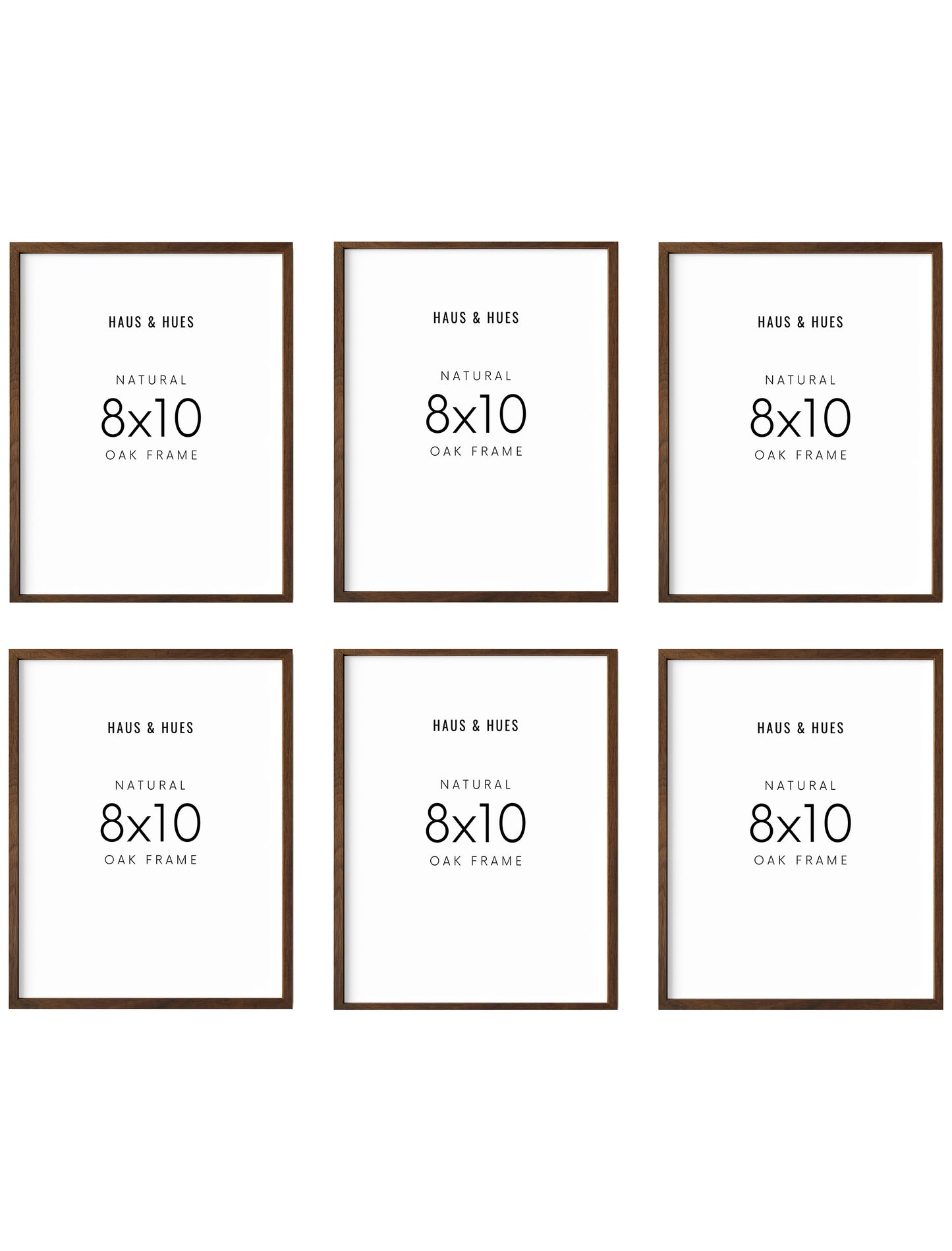 8x10 in, Set of 6, Walnut Oak Frame