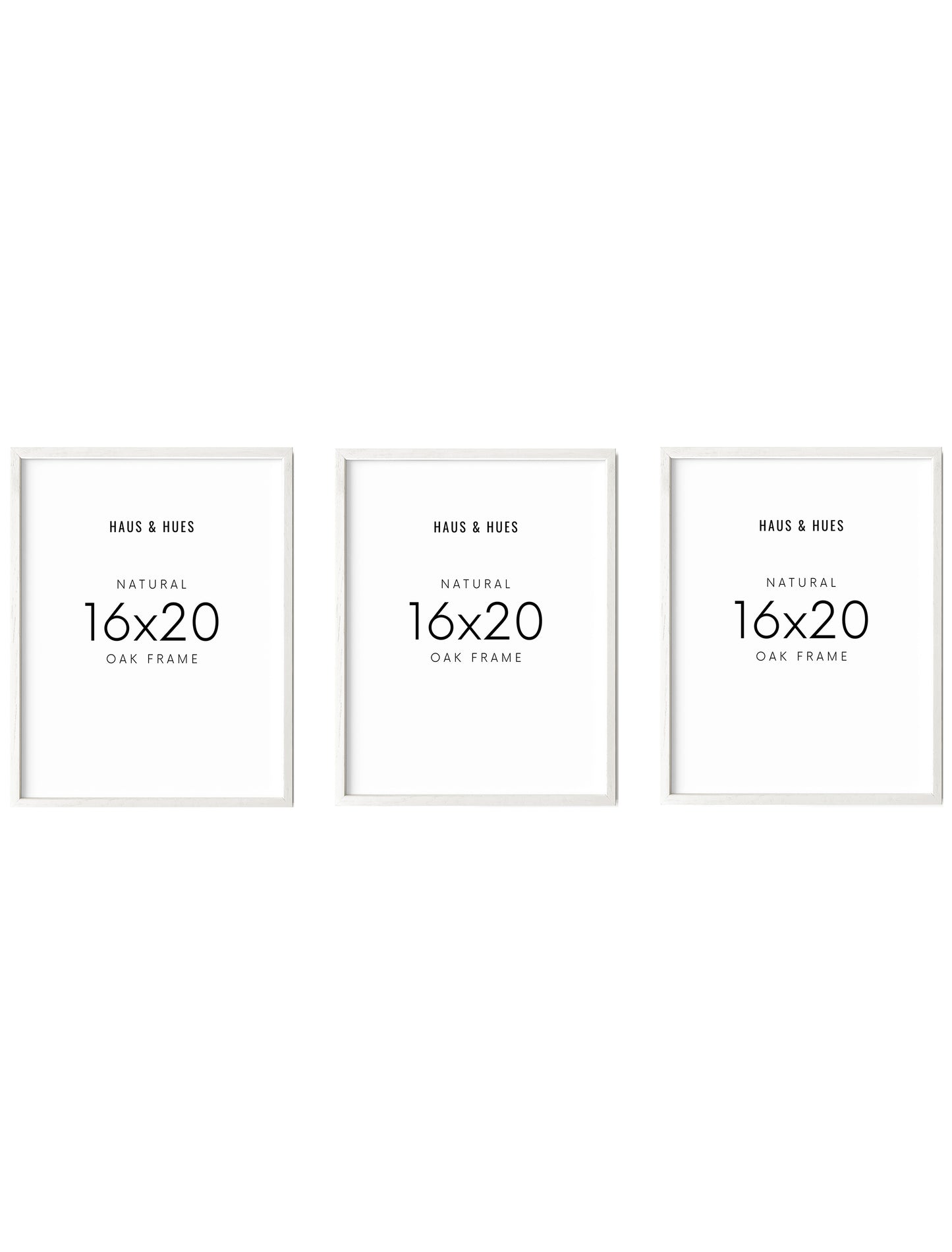 16x20 in, Set of 3, White Oak Frame