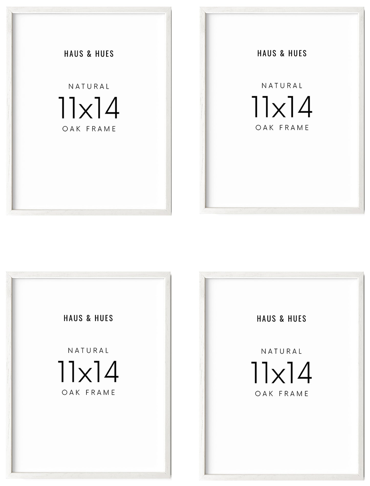 11x14 in, Set of 4, White Oak Frame