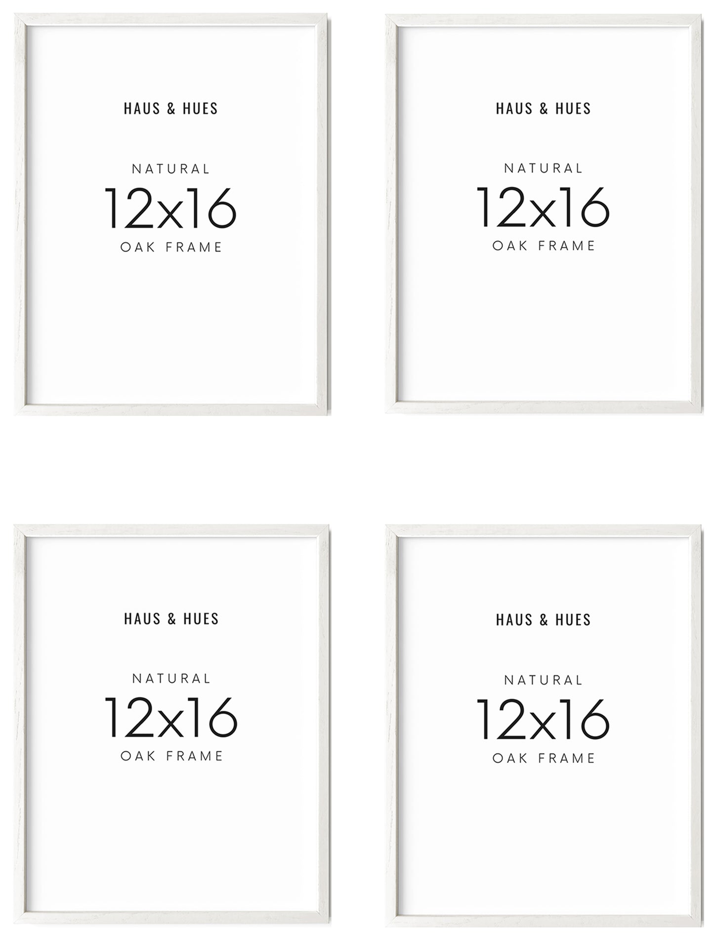 12x16 in, Set of 4, White Oak Frame