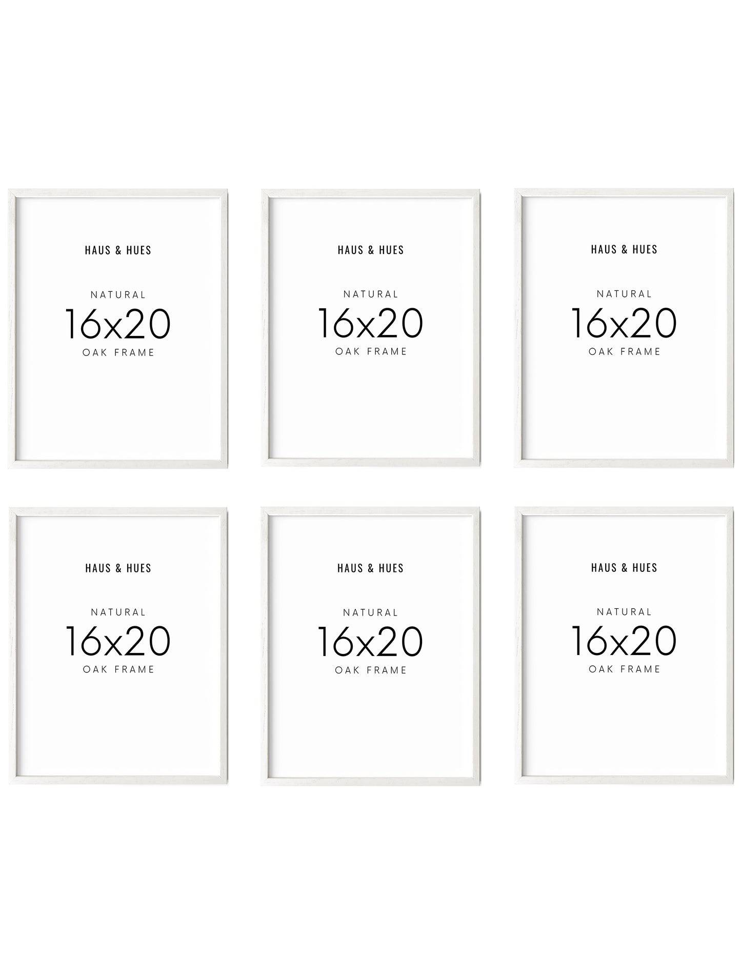 16x20 in, Set of 6, White Oak Frame