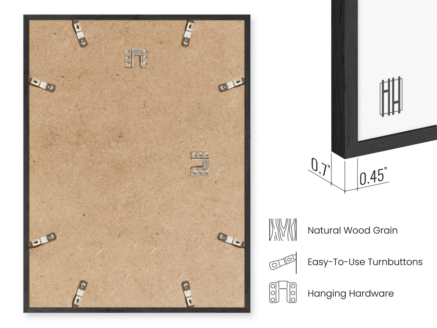 16x20 in, Set of 6, Black Oak Frame