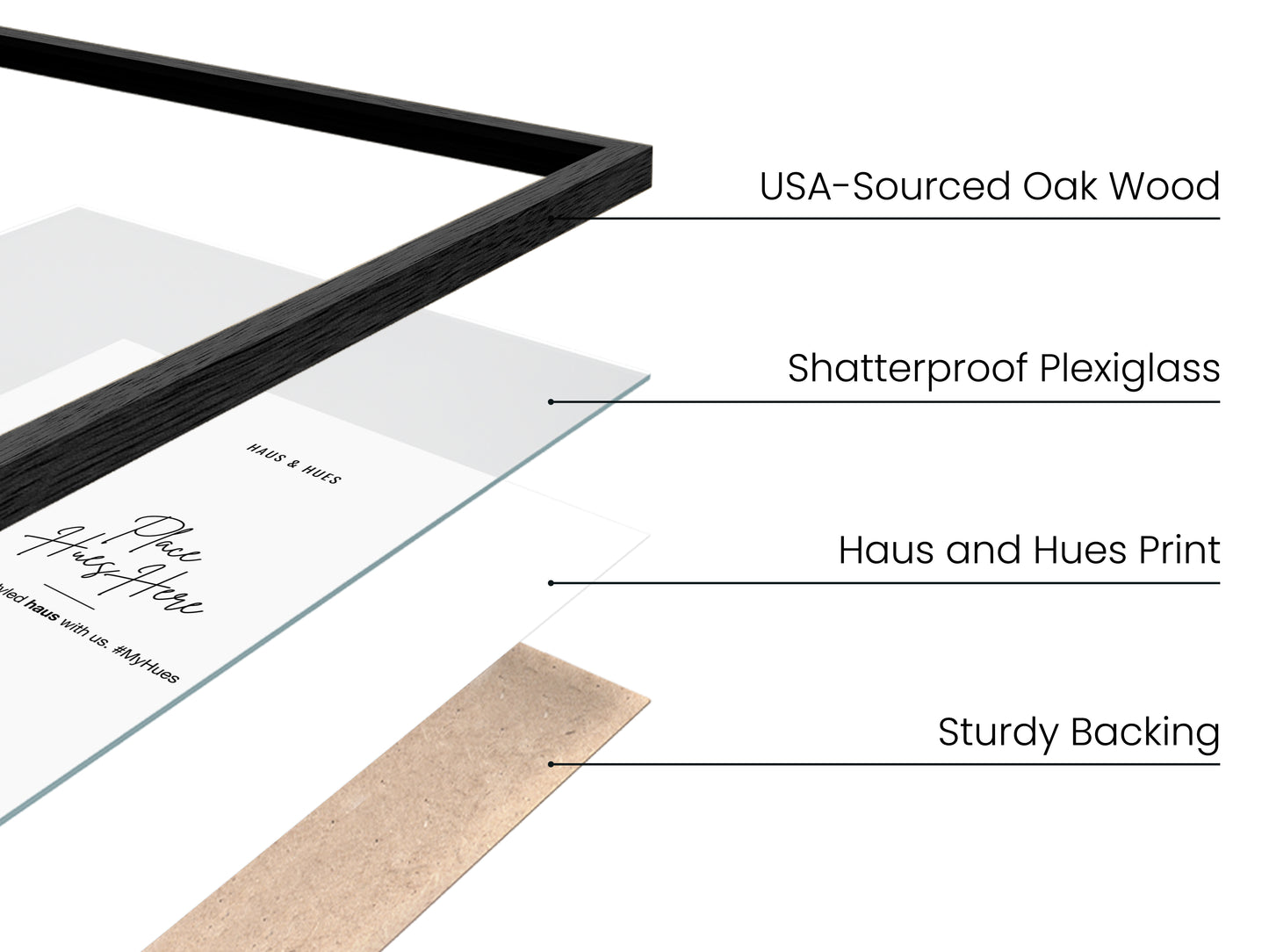 16x20 in, Set of 4, Black Oak Frame