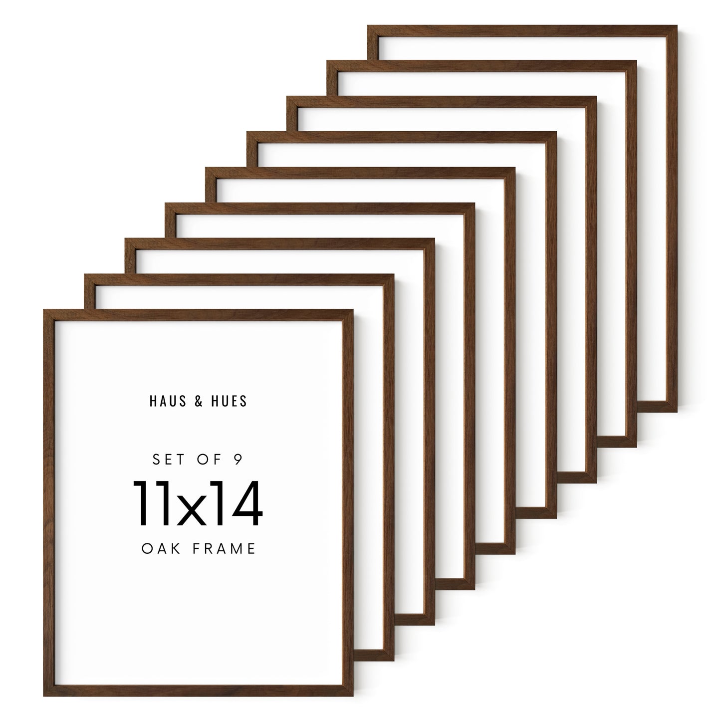 Haus and Hues Set of 9 Oak Wood Single Picture Frame with Plexiglass Cover