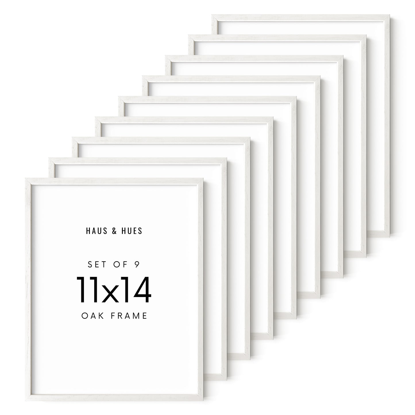 Haus and Hues Set of 9 Oak Wood Single Picture Frame with Plexiglass Cover