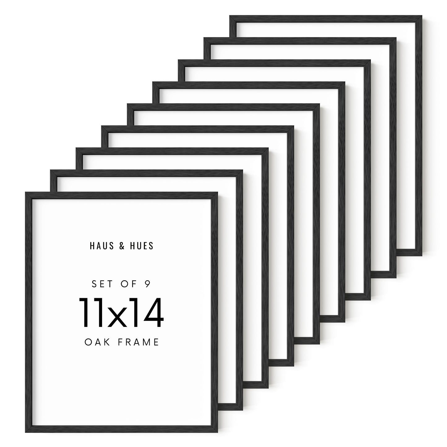 Haus and Hues Set of 9 Oak Wood Single Picture Frame with Plexiglass Cover