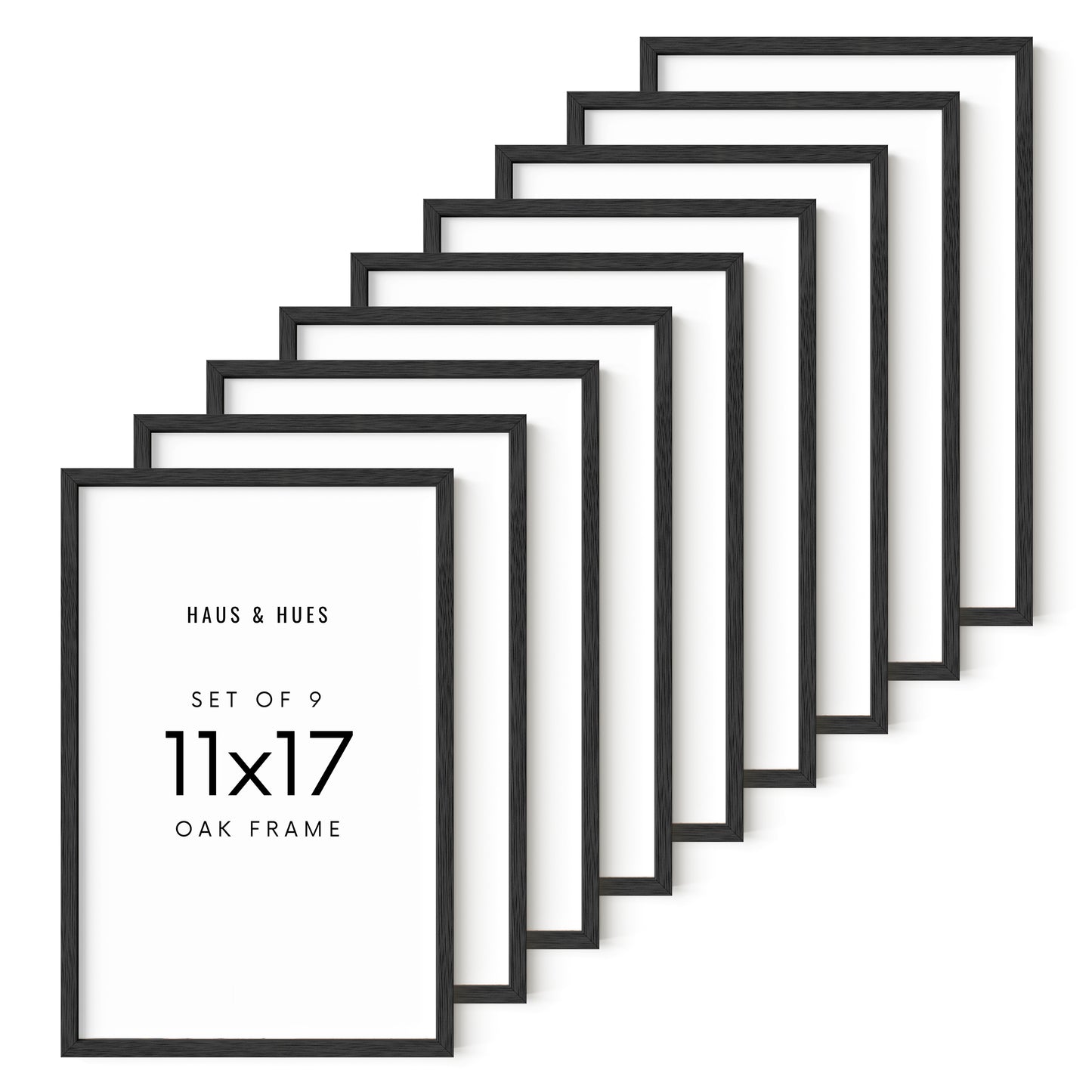 Haus and Hues Set of 9 Oak Wood Single Picture Frame with Plexiglass Cover