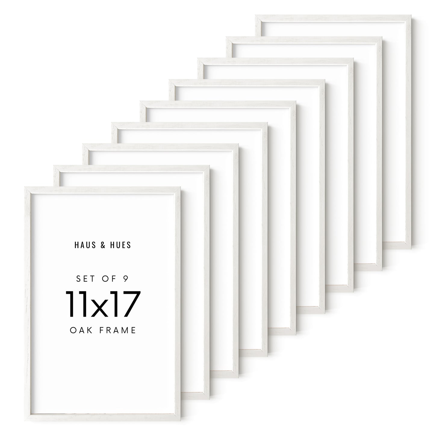 Haus and Hues Set of 9 Oak Wood Single Picture Frame with Plexiglass Cover