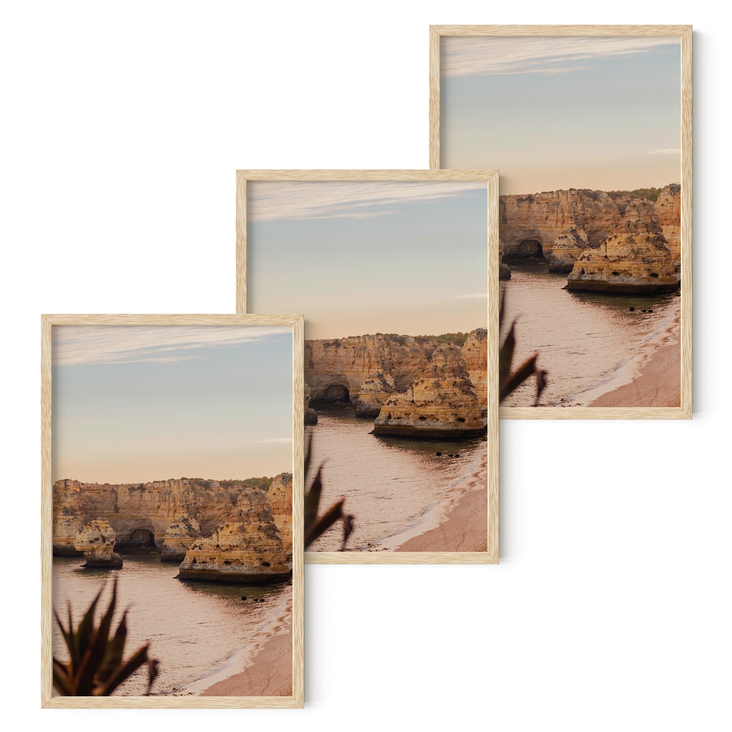 Haus and Hues Set of 3 Oak Wood Single Picture Frame with Plexiglass Cover