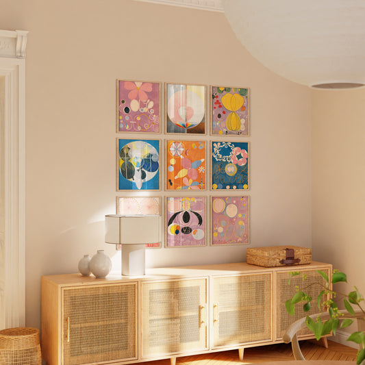 Haus and Hues Set of 9 Oak Wood Single Picture Frame with Plexiglass Cover