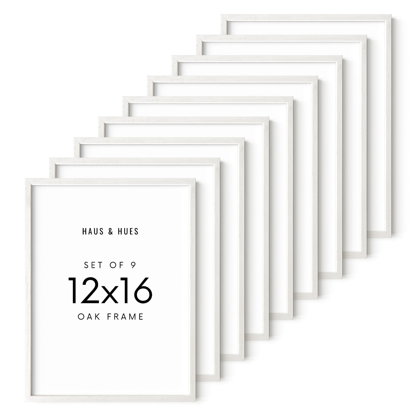 Haus and Hues Set of 9 Oak Wood Single Picture Frame with Plexiglass Cover