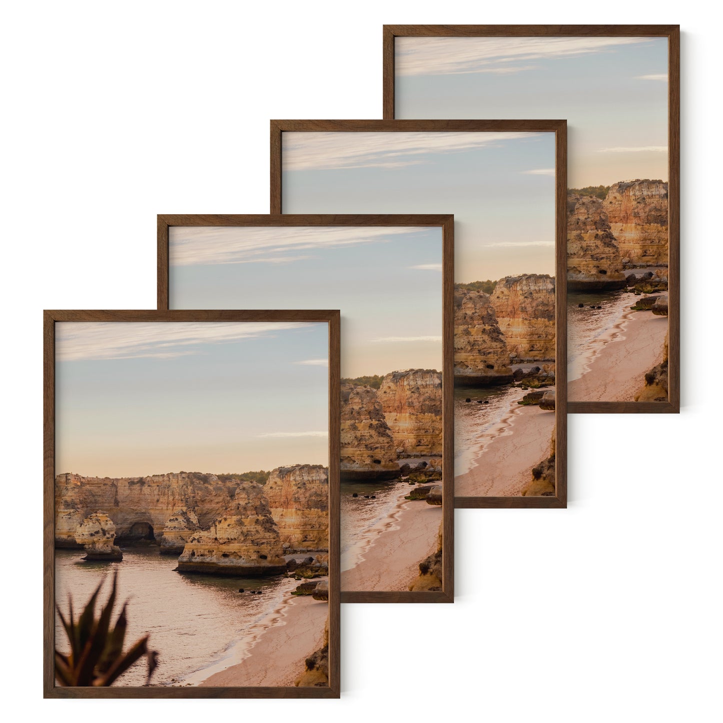 Haus and Hues Set of 4 Oak Wood Single Picture Frame with Plexiglass Cover