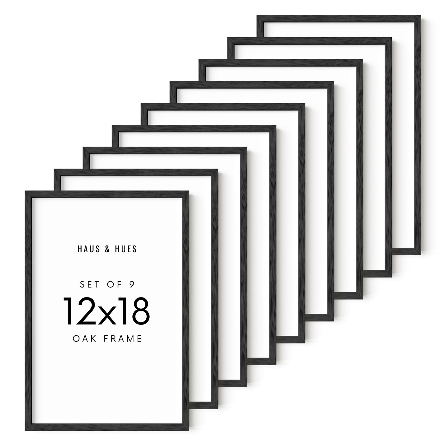 Haus and Hues Set of 9 Oak Wood Single Picture Frame with Plexiglass Cover