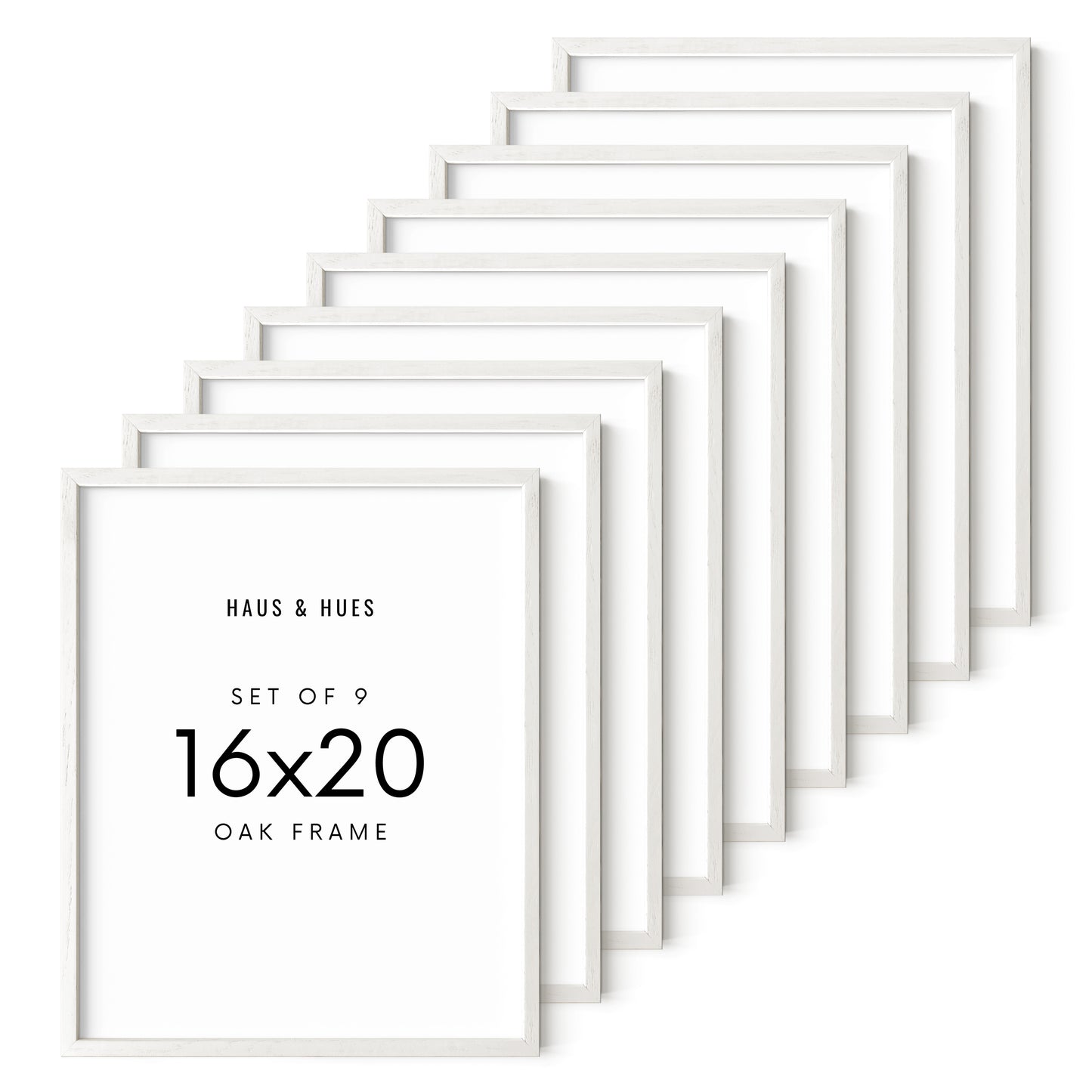 Haus and Hues Set of 9 Oak Wood Single Picture Frame with Plexiglass Cover