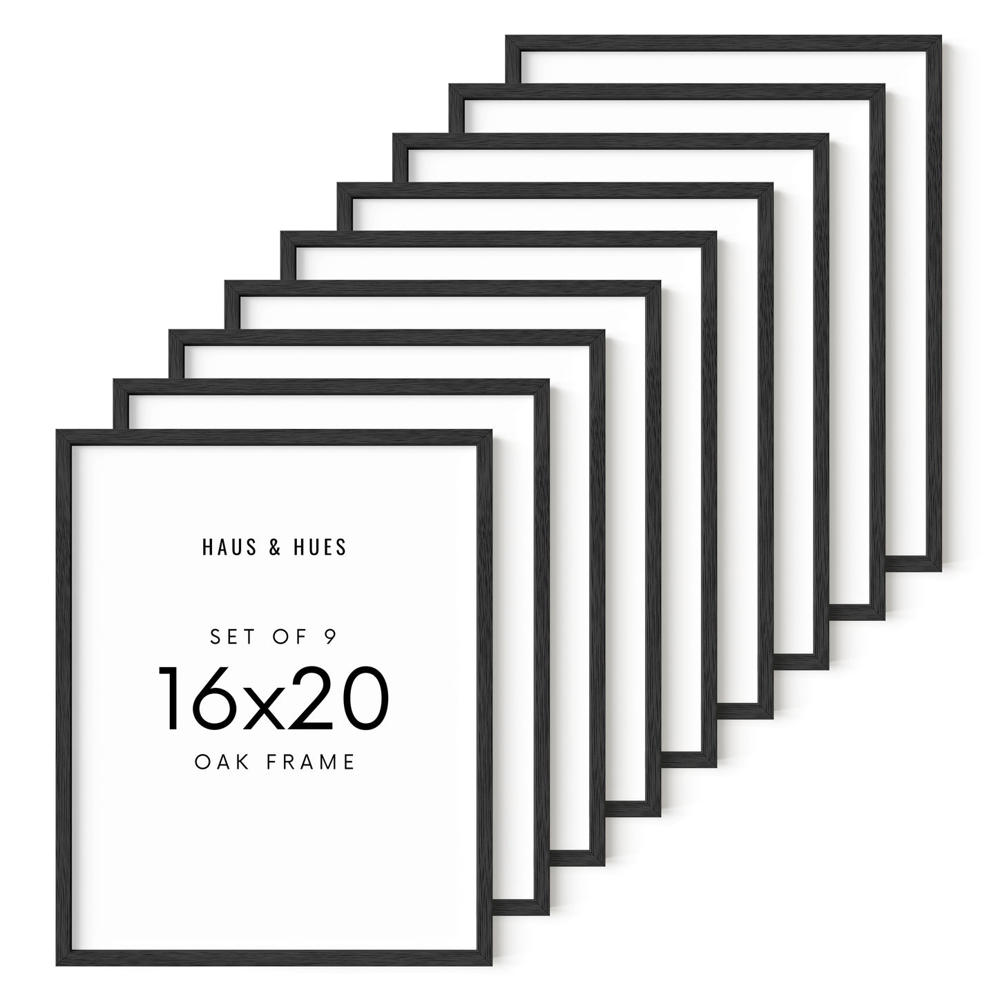 Haus and Hues Set of 9 Oak Wood Single Picture Frame with Plexiglass Cover
