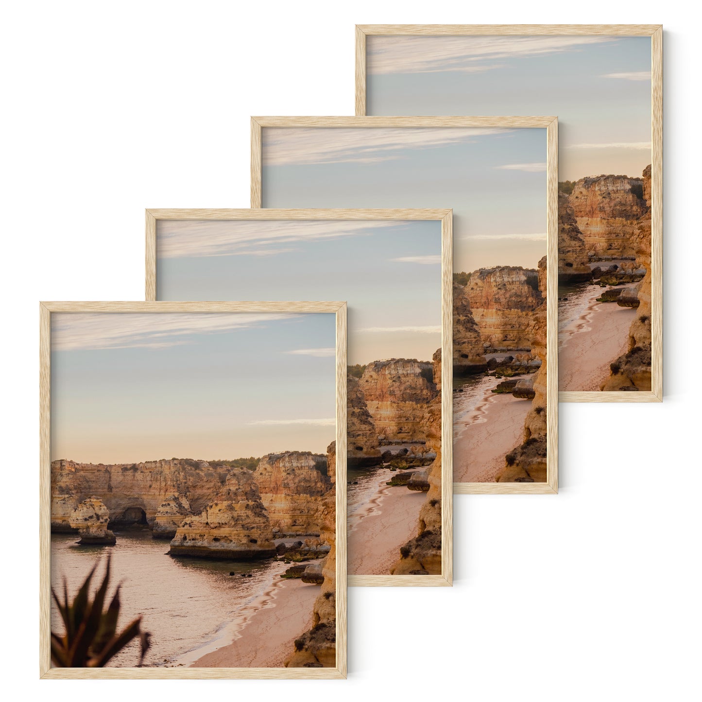 Haus and Hues Set of 4 Oak Wood Single Picture Frame with Plexiglass Cover