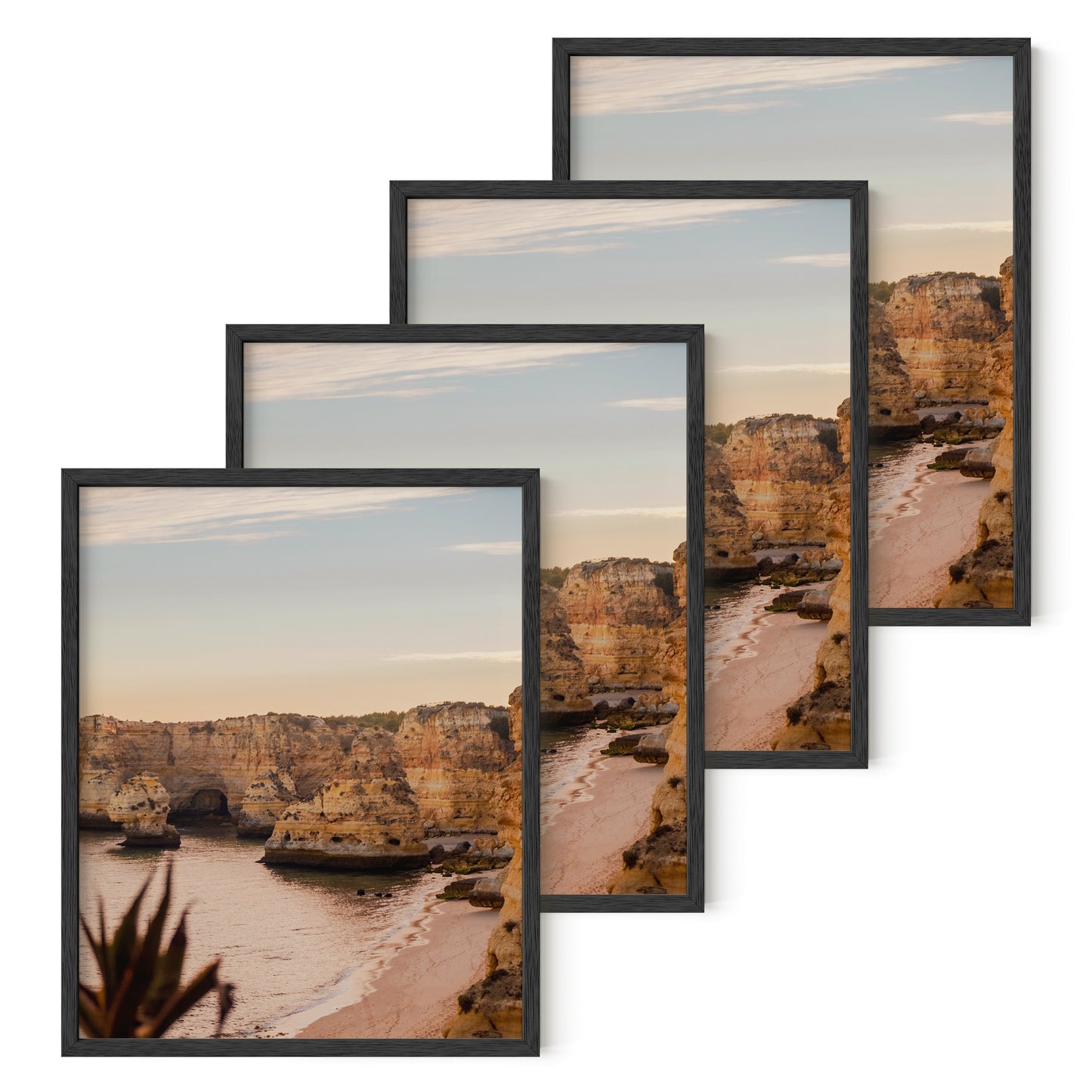 Haus and Hues Set of 4 Oak Wood Single Picture Frame with Plexiglass Cover