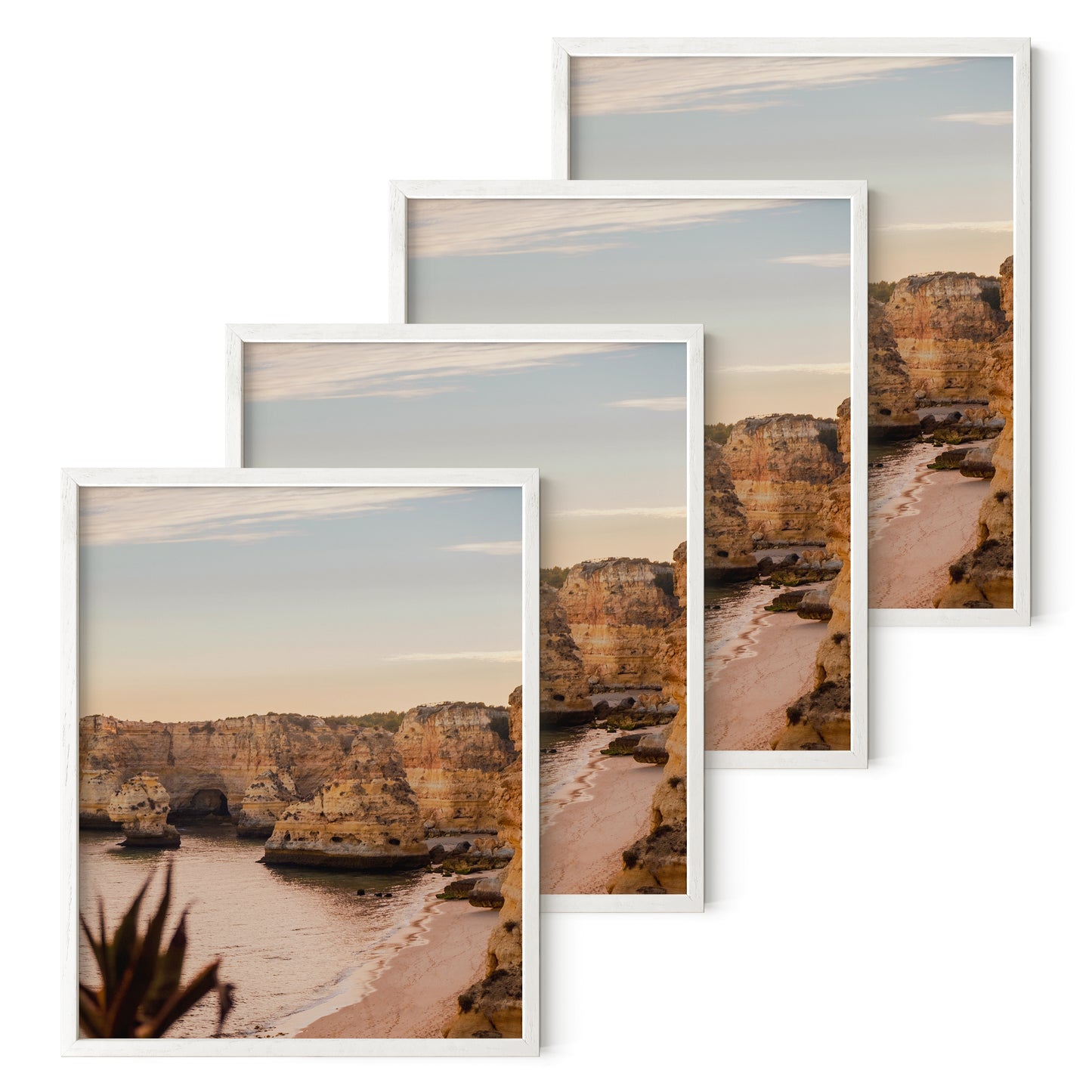 Haus and Hues Set of 4 Oak Wood Single Picture Frame with Plexiglass Cover