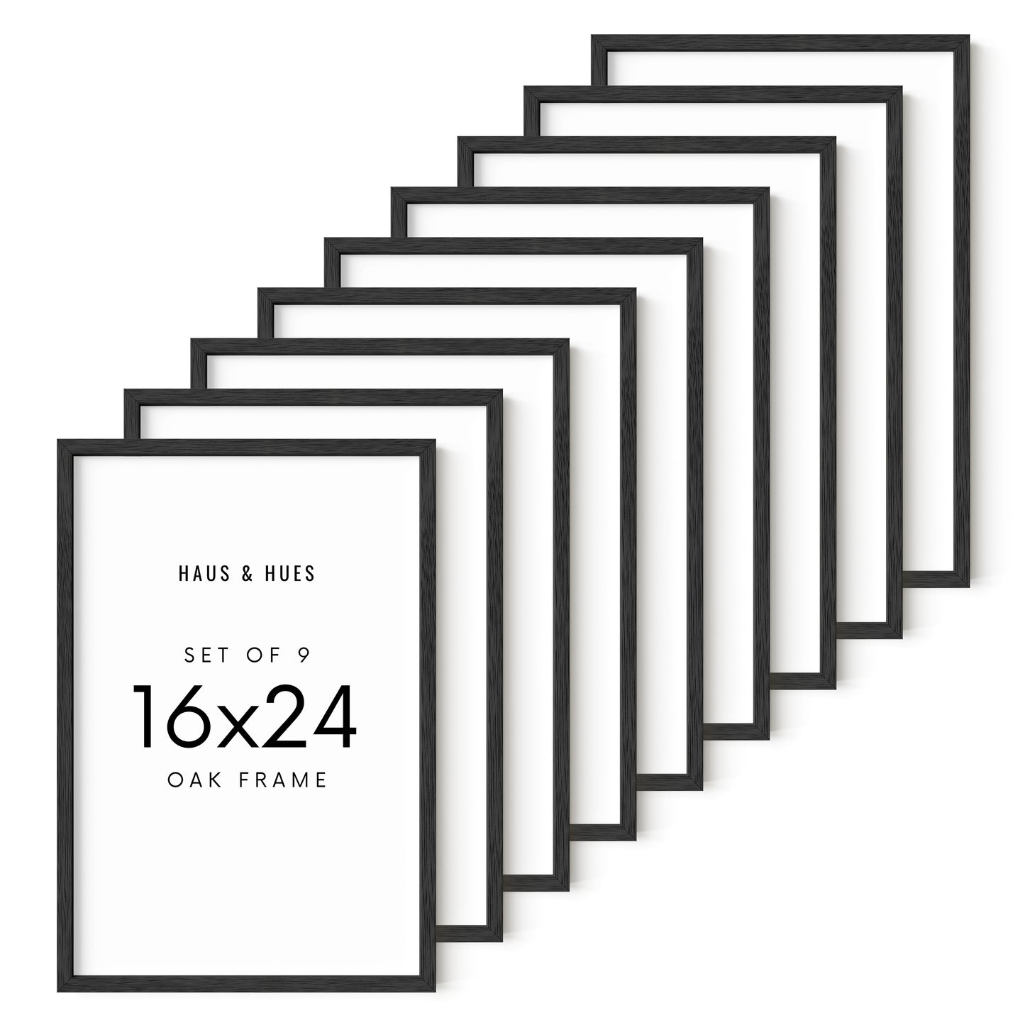 Haus and Hues Set of 9 Oak Wood Single Picture Frame with Plexiglass Cover