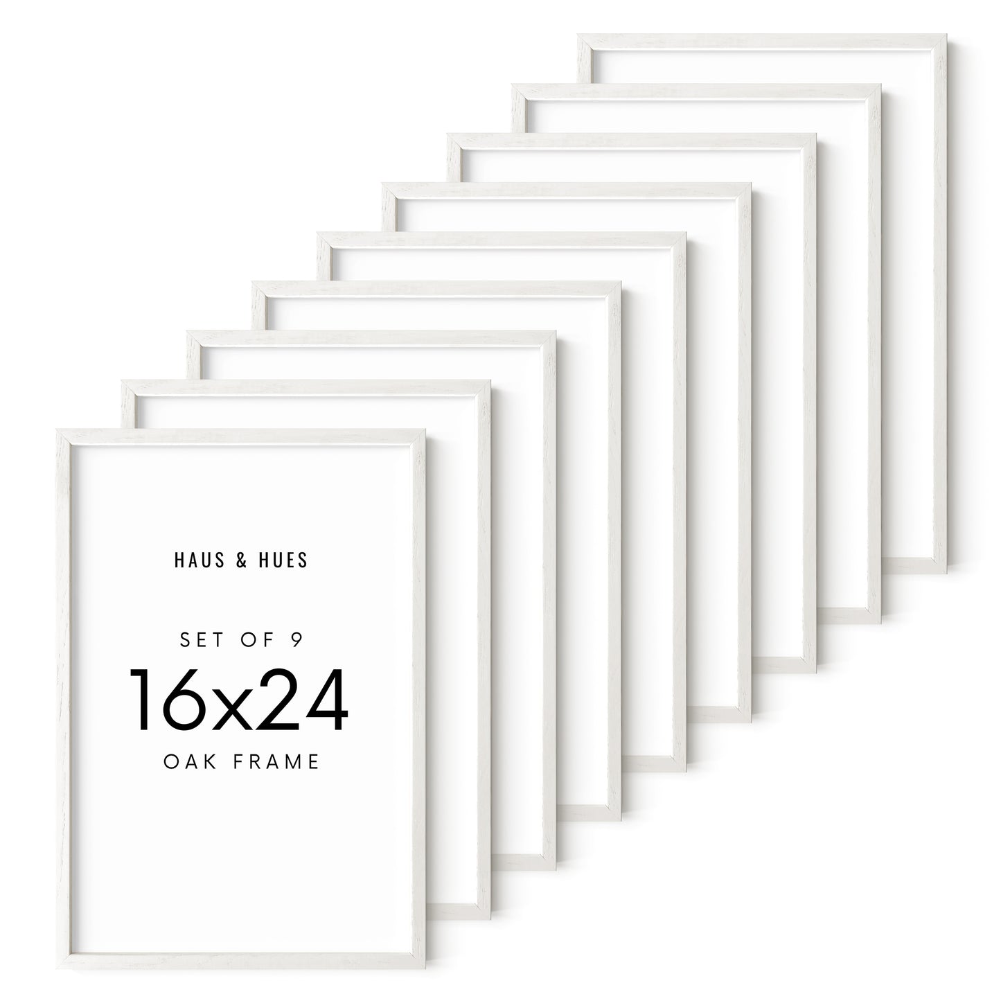 Haus and Hues Set of 9 Oak Wood Single Picture Frame with Plexiglass Cover