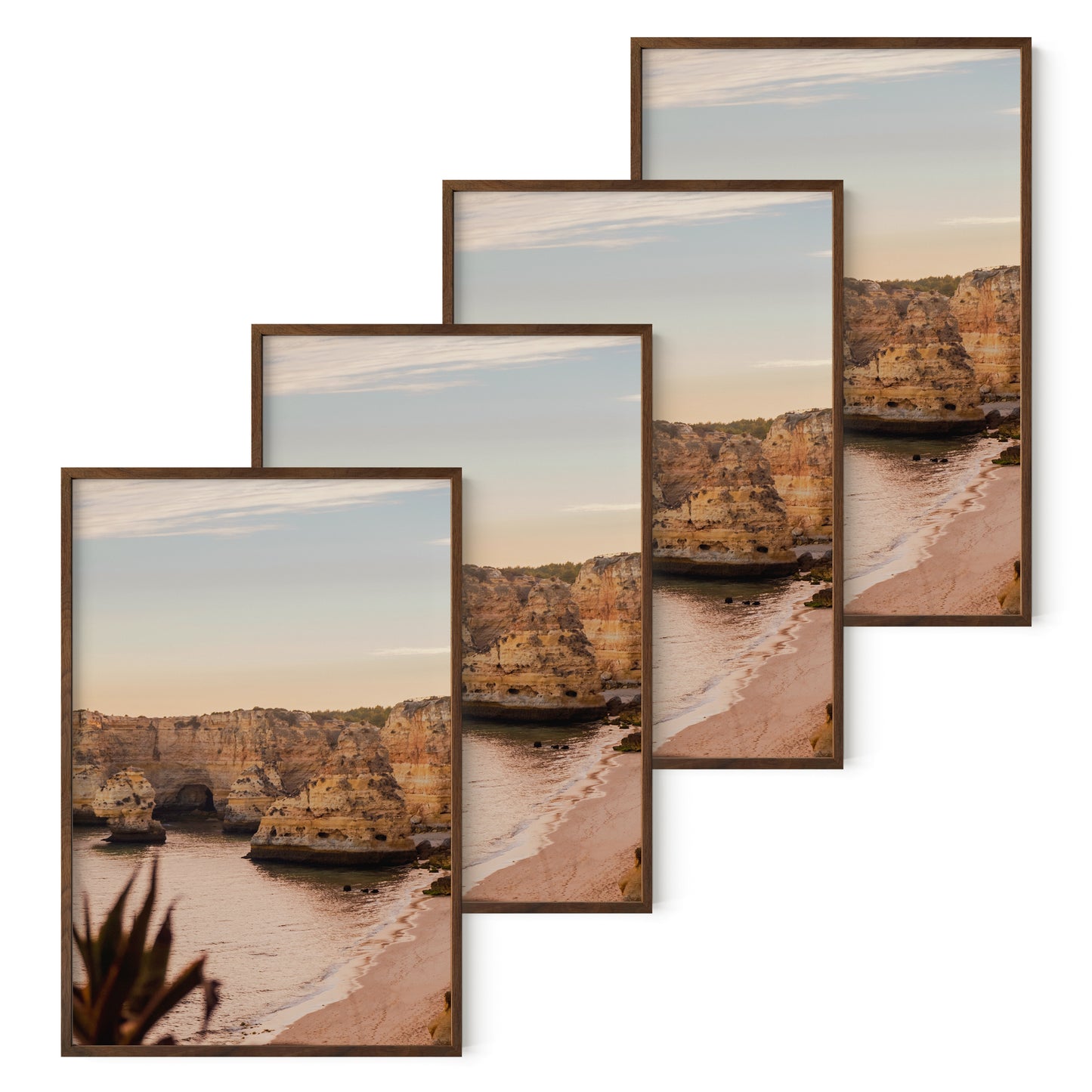 Haus and Hues Set of 4 Oak Wood Single Picture Frame with Plexiglass Cover