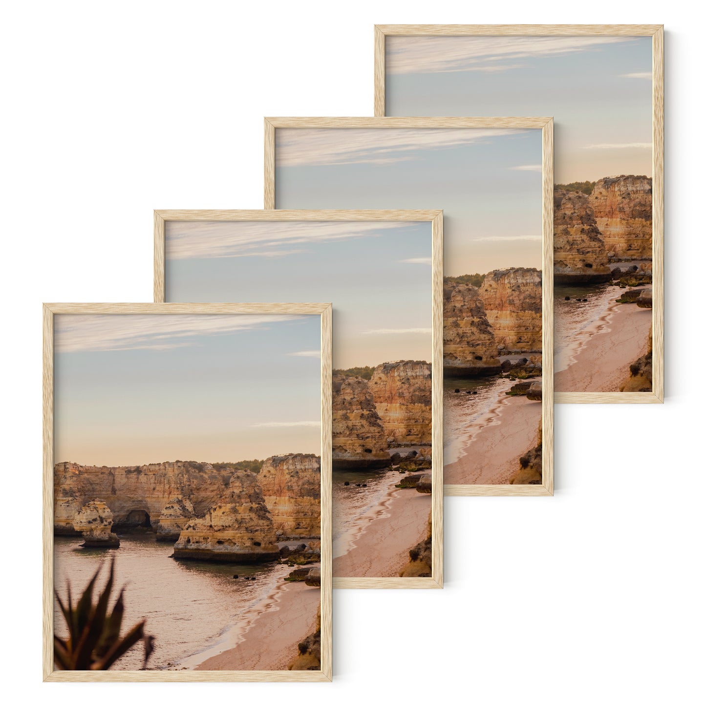 Haus and Hues Set of 4 Oak Wood Single Picture Frame with Plexiglass Cover