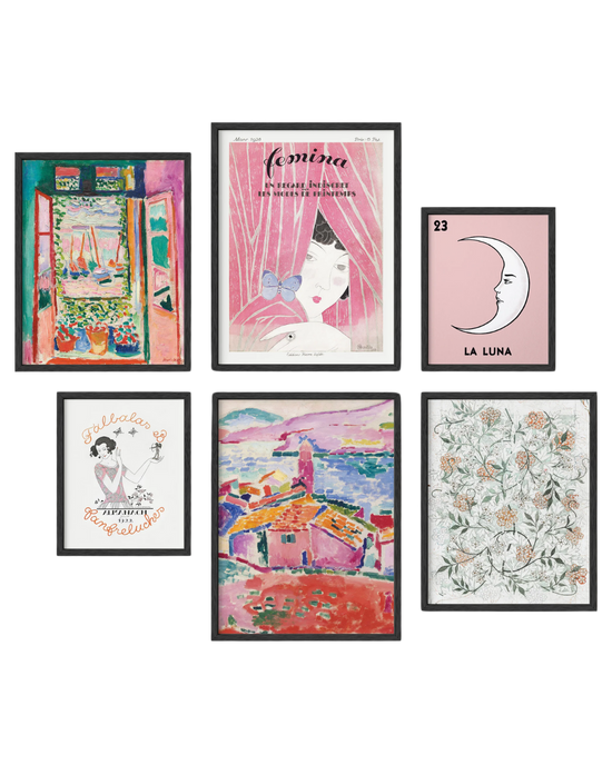 Pink classics gallery wall