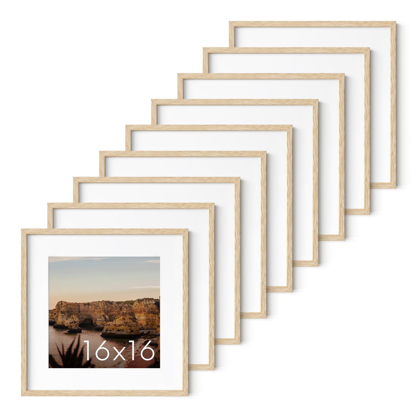 Haus and Hues Set of 9 Oak Wood Single Picture Frame with Plexiglass Cover