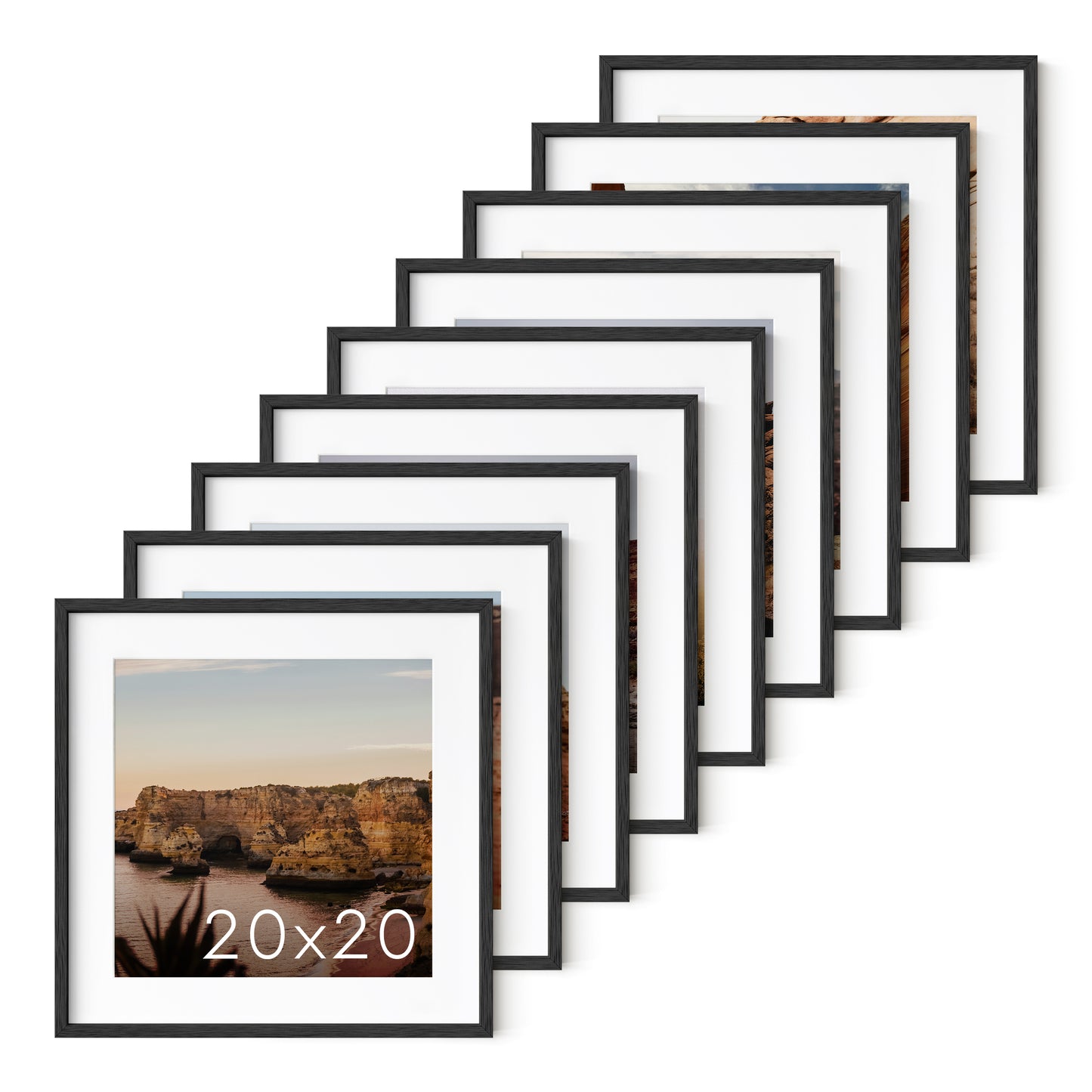 Haus and Hues Set of 9 Oak Wood Single Picture Frame with Plexiglass Cover
