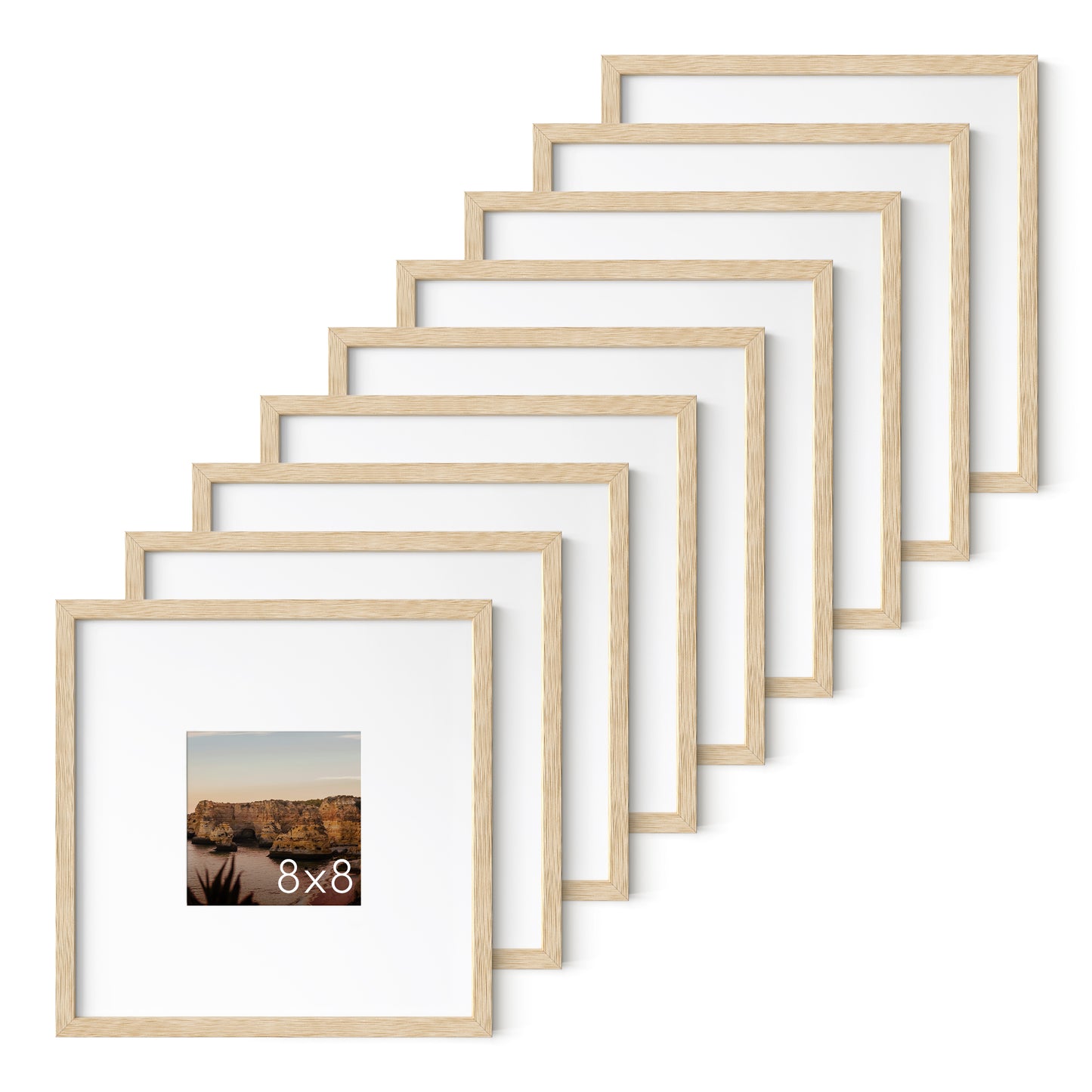 Haus and Hues Set of 9 Oak Wood Single Picture Frame with Plexiglass Cover