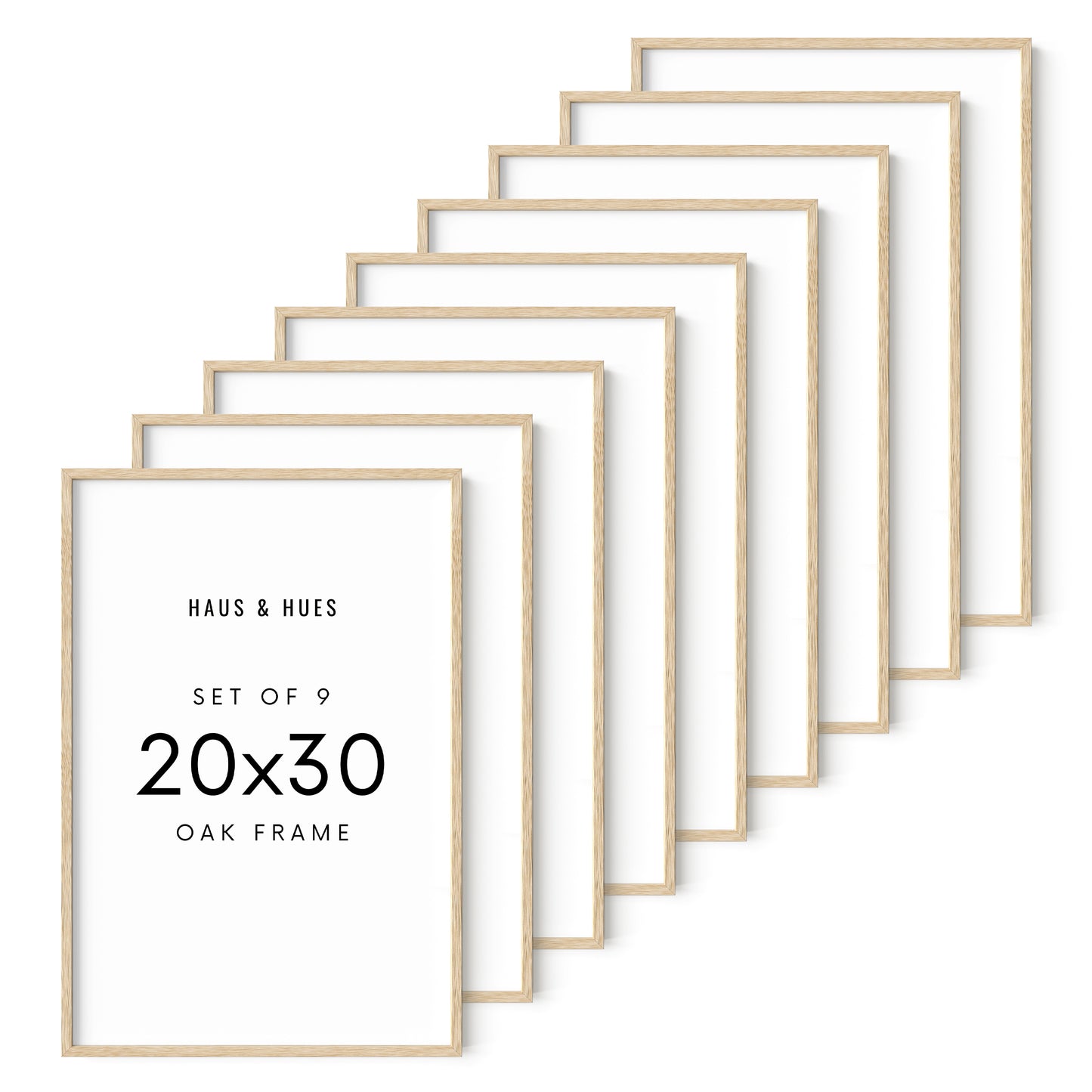 Haus and Hues Set of 9 Oak Wood Single Picture Frame with Plexiglass Cover