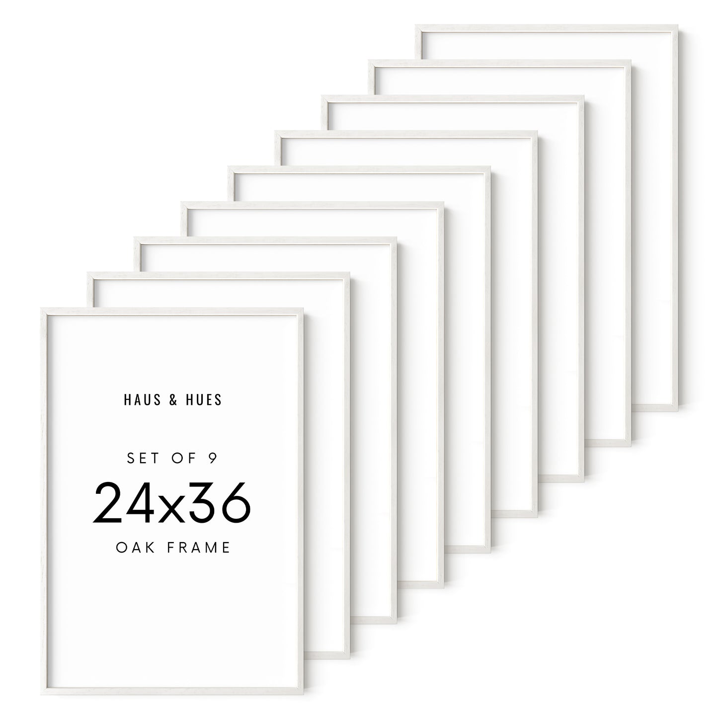 Haus and Hues Set of 9 Oak Wood Single Picture Frame with Plexiglass Cover