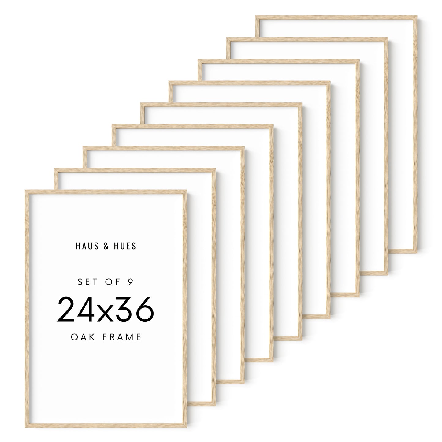 Haus and Hues Set of 9 Oak Wood Single Picture Frame with Plexiglass Cover