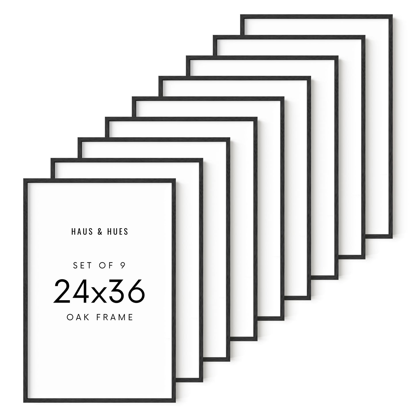 Haus and Hues Set of 9 Oak Wood Single Picture Frame with Plexiglass Cover