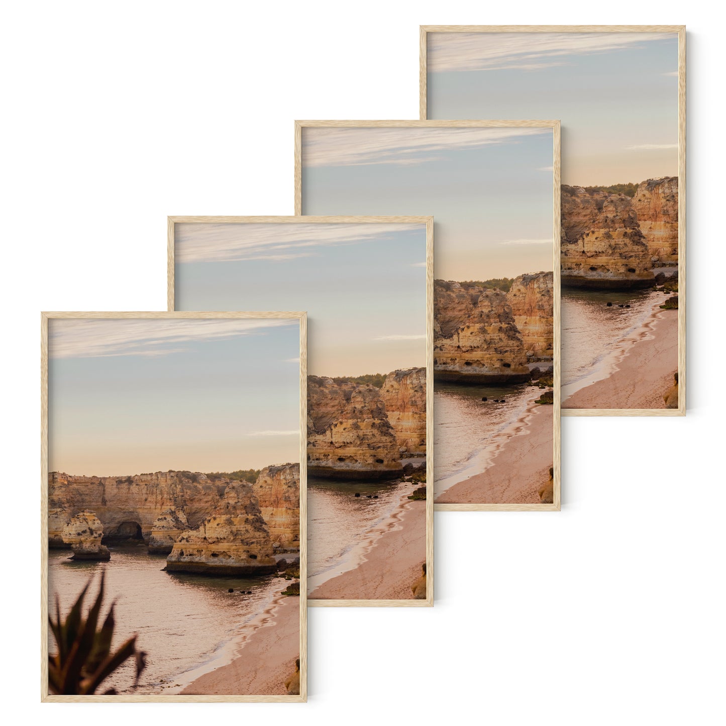 Haus and Hues Set of 4 Oak Wood Single Picture Frame with Plexiglass Cover