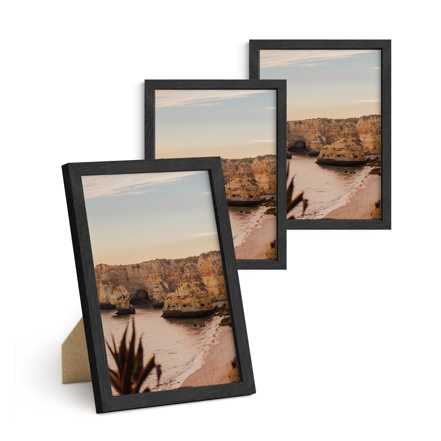 Haus and Hues Set of 3 Oak Wood Single Picture Frame with Plexiglass Cover