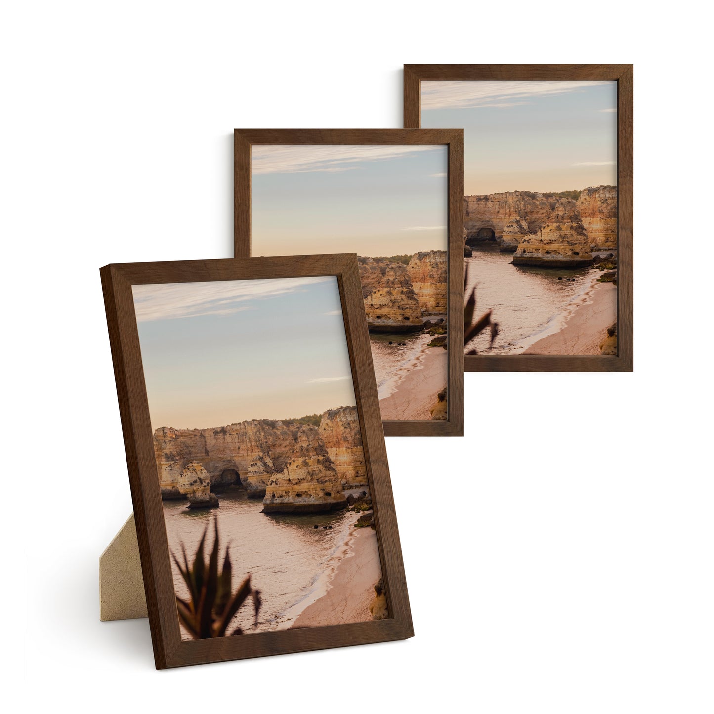 Haus and Hues Set of 3 Oak Wood Single Picture Frame with Plexiglass Cover