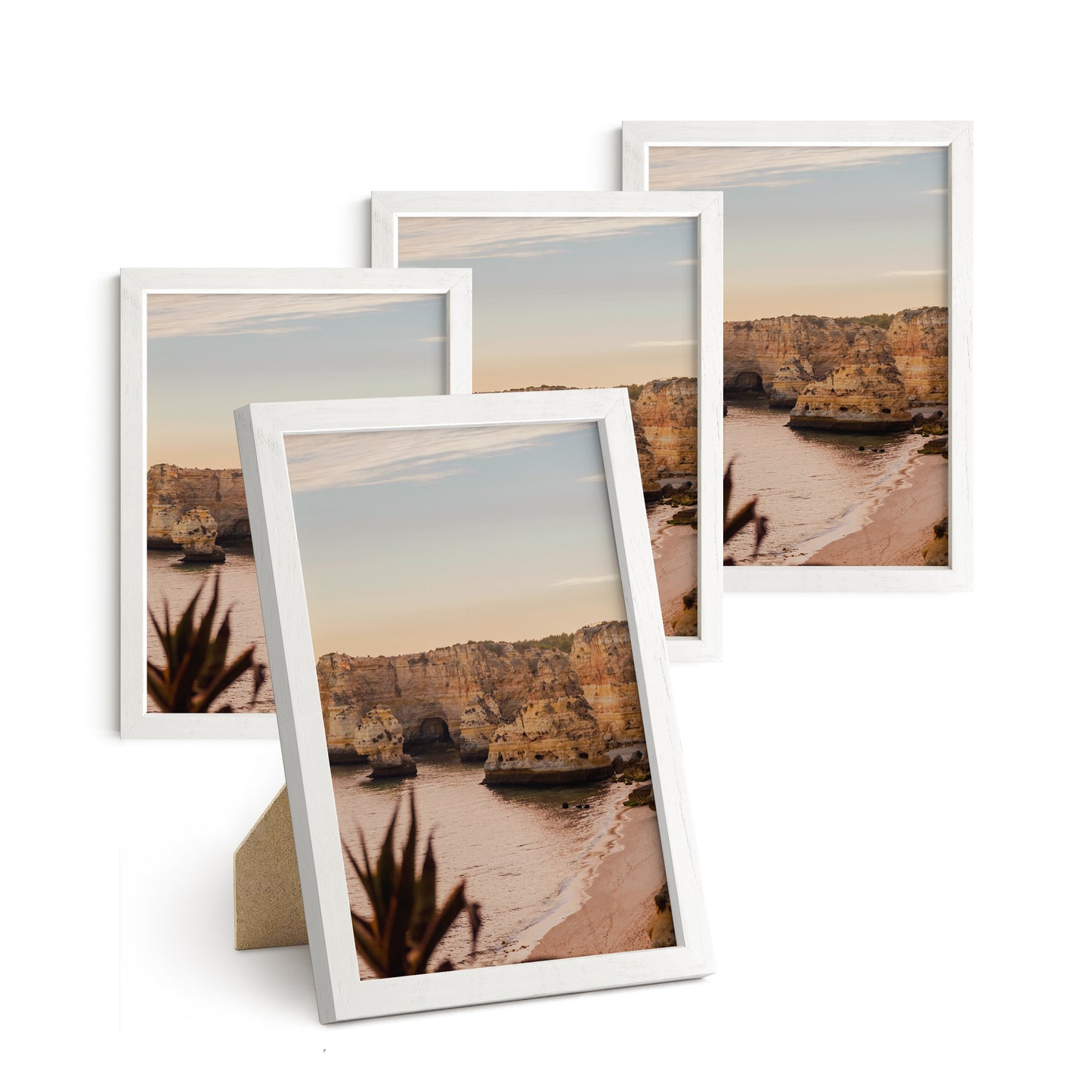 Haus and Hues Set of 4 Oak Wood Single Picture Frame with Plexiglass Cover