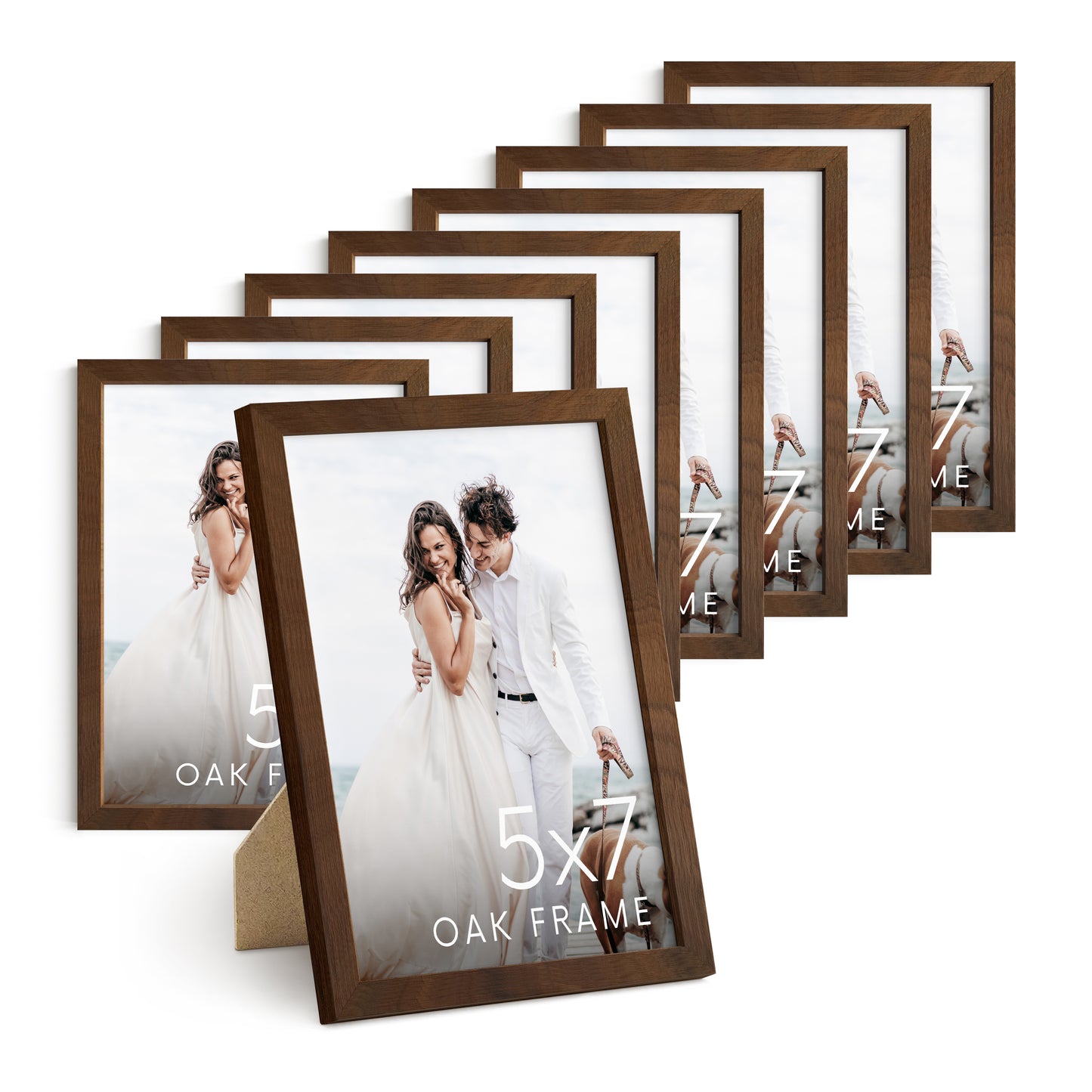 Haus and Hues Set of 9 Oak Wood Single Picture Frame with Plexiglass Cover