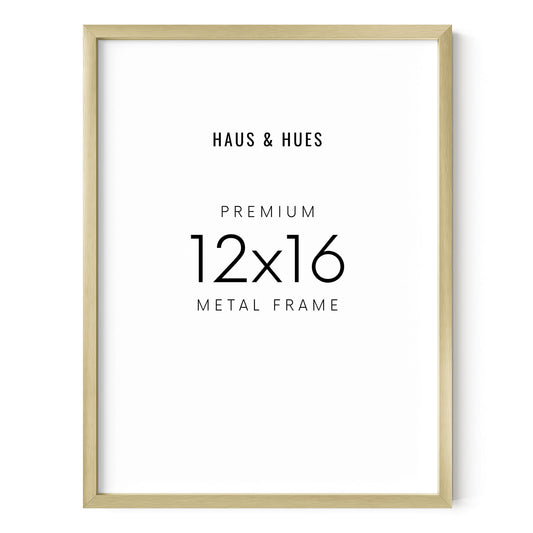 HAUS AND HUES 12x16 Gold Picture Frames - Modern, Metallic Wall Decor for Bedroom, Living Room, Office Poster Display - Gold 12x16 Poster Frames