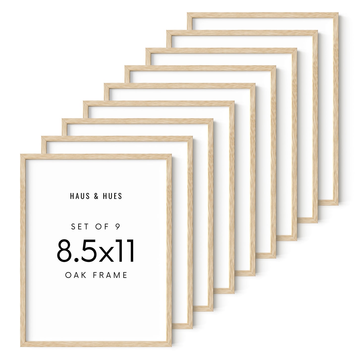 Haus and Hues Set of 9 Oak Wood Single Picture Frame with Plexiglass Cover