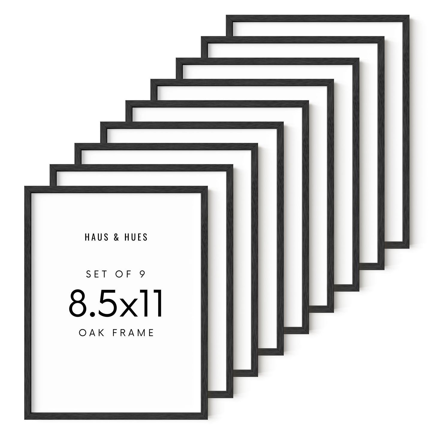 Haus and Hues Set of 9 Oak Wood Single Picture Frame with Plexiglass Cover