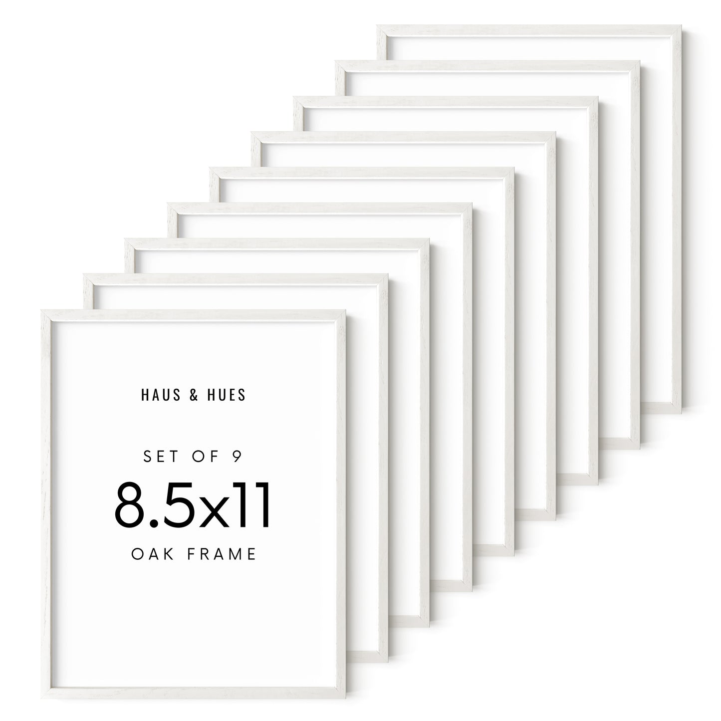 Haus and Hues Set of 9 Oak Wood Single Picture Frame with Plexiglass Cover