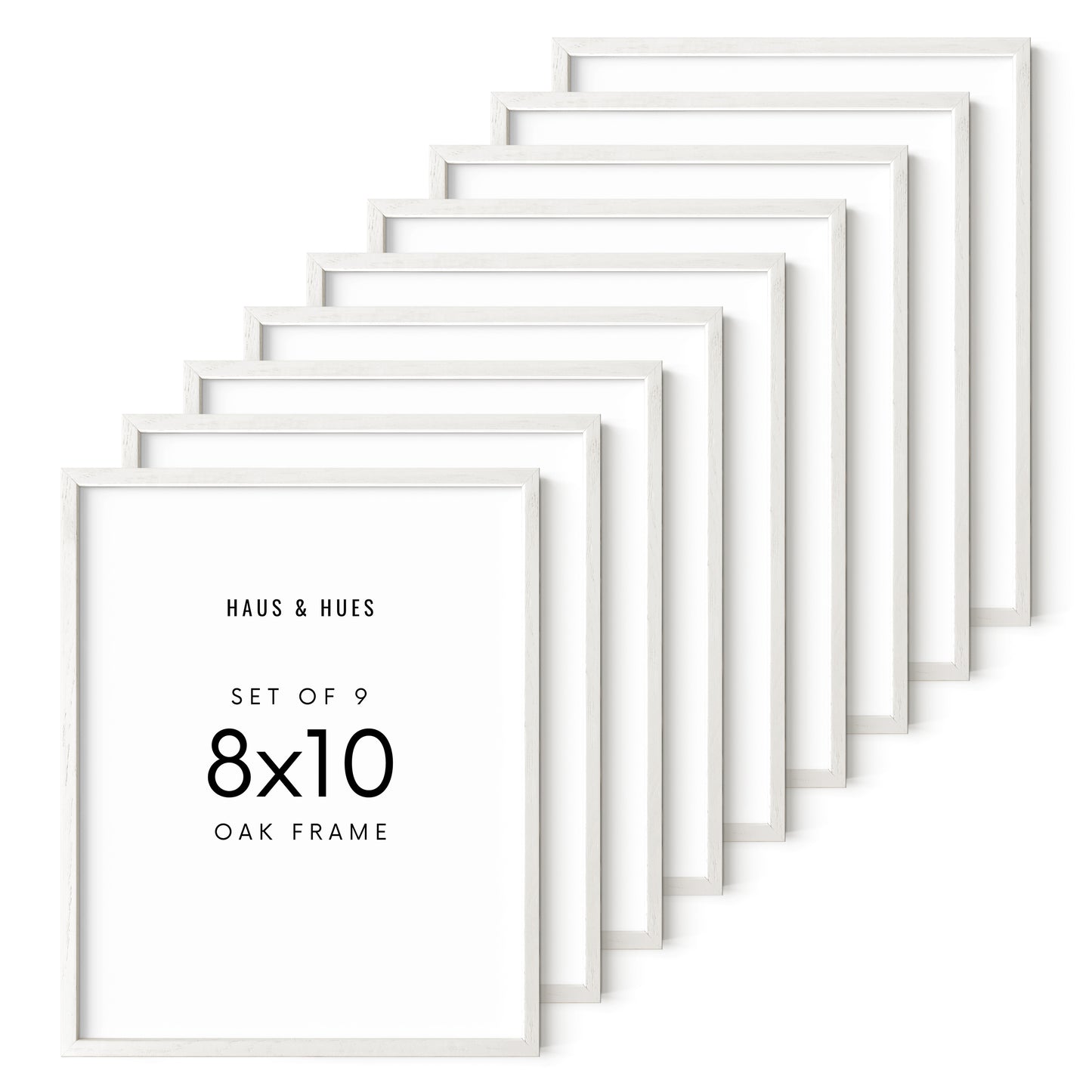 Haus and Hues Set of 9 Oak Wood Single Picture Frame with Plexiglass Cover