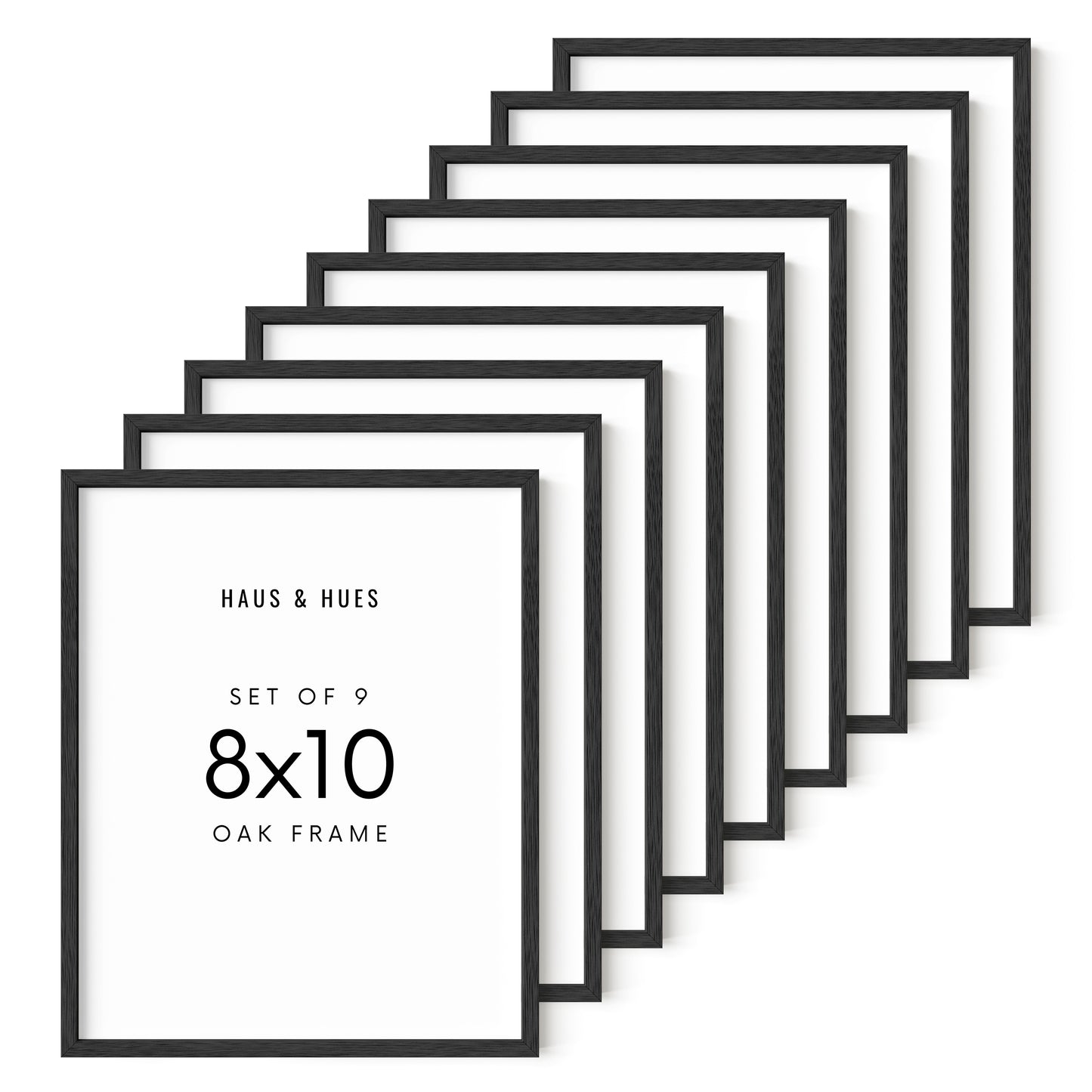 Haus and Hues Set of 9 Oak Wood Single Picture Frame with Plexiglass Cover