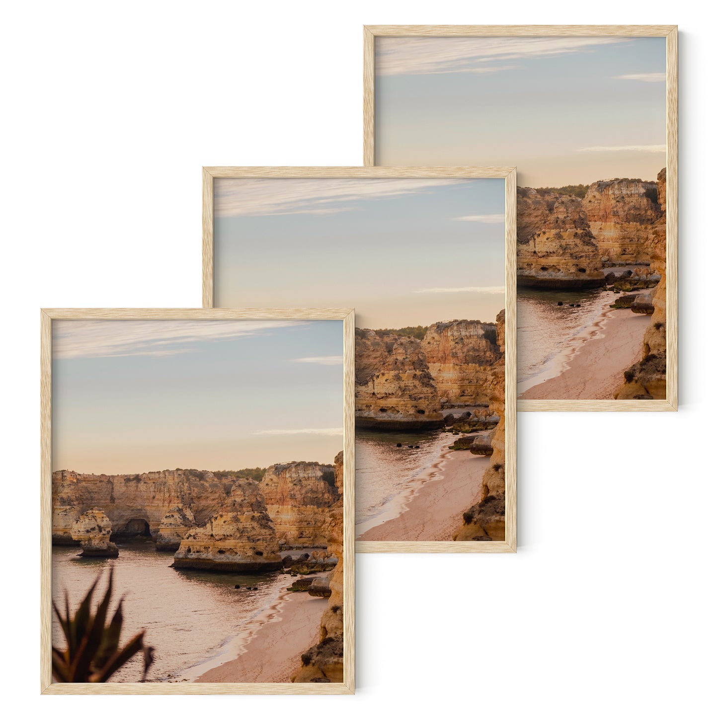 Haus and Hues Set of 3 Oak Wood Single Picture Frame with Plexiglass Cover