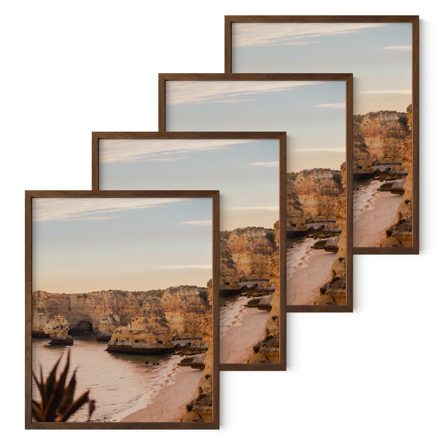 Haus and Hues Set of 4 Oak Wood Single Picture Frame with Plexiglass Cover