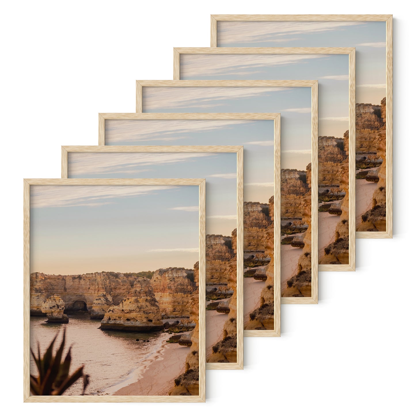 Haus and Hues Set of 6 Oak Wood Single Picture Frame with Plexiglass Cover