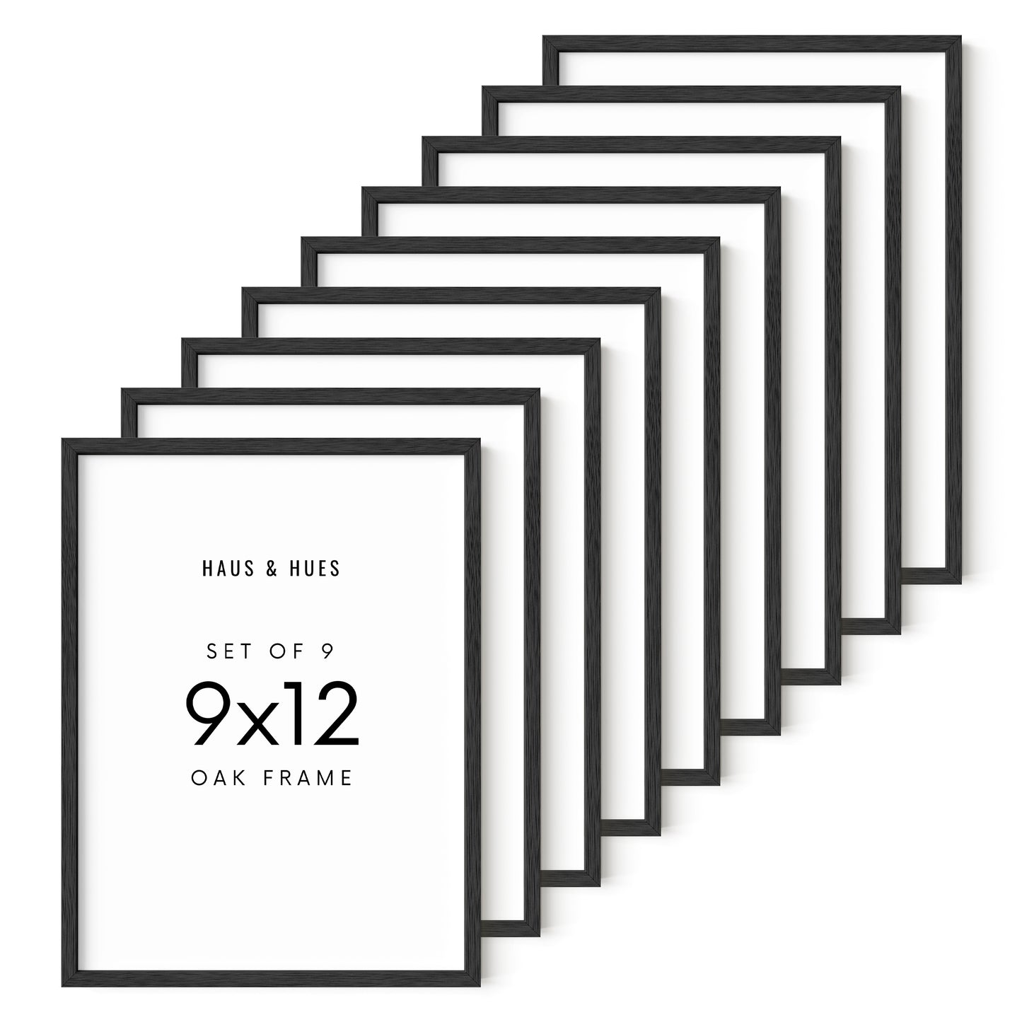 Haus and Hues Set of 9 Oak Wood Single Picture Frame with Plexiglass Cover